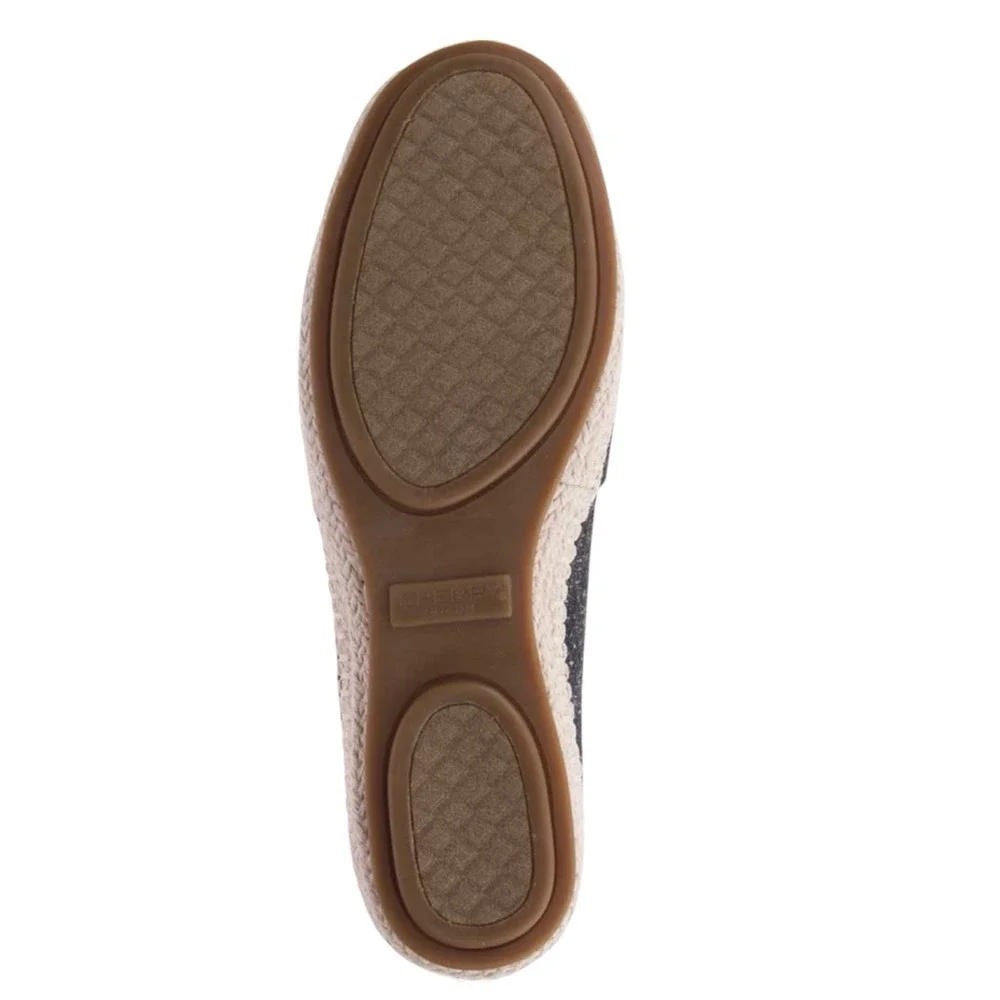 Sperry Top-Sider Womens Black Speckled Fabric Espadrille Slip On Flats Shoes